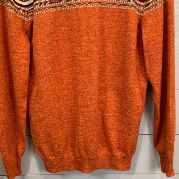 100% baby Alpaca orange Henley zip long sleeved orange fall sweater - Picture 9 of 9